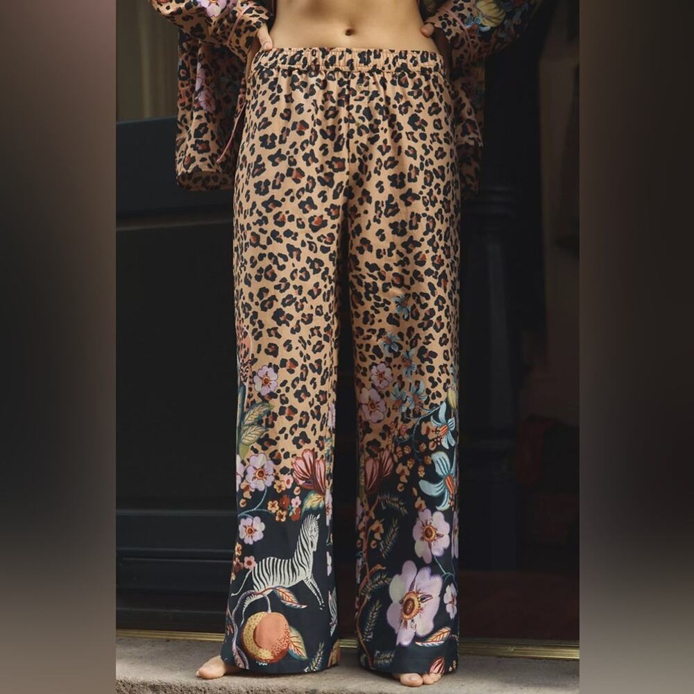 LyreBird Cloud Flannel Pants Animal Print Oversized Pajamas Anthropologie